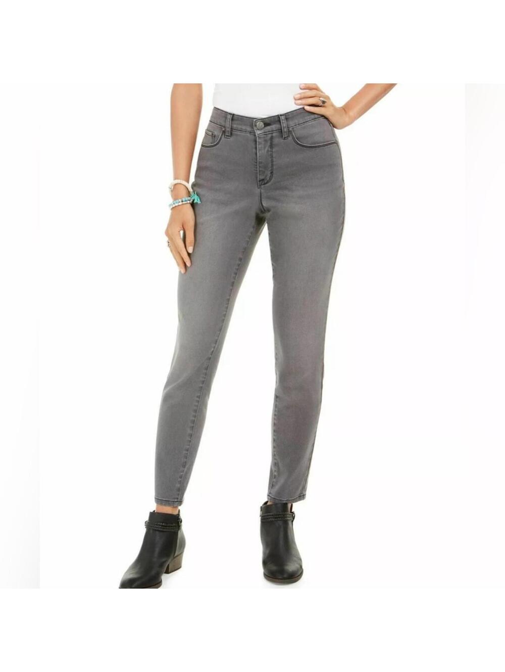 Style & Co Gray Skinny Jeans Women Size 16 High Rise Stretch Curvy Fit